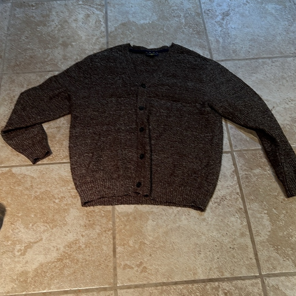 Club Room Button Down Cardigan Sweater in Marled Brown. Men’s Sz Large - Picture 4 of 10